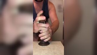 Intense Loud Orgasm & Huge Cumshot Swallowed after Sucking, Fucking, & Jerking off a BBC Dildo Solo Jetsfan1983 - BussyHunter.com