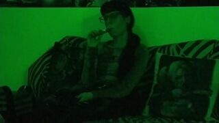 Beth Kinky - Sexy goth domina smoking in green light pt1 HD Beth Kinky