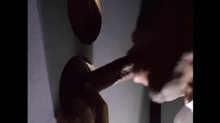 Sucking dad's big dick dry at glory hole Fit Asian