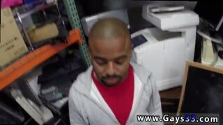 A dark guy gets paid some cold cash and hard cock in the back of a stock room anal fucking