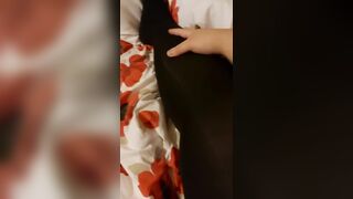 Crossdresser cumming and moaning in opaque pantyhose
