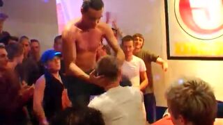 Some boys at a club start stripping and not long before some cocks start getting sucked