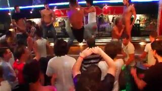 Group of stripper and the guys watching end up in a hardcore group fuck session