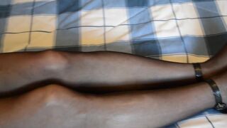 Hard prick in micro skirt bodystocking and heels