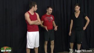 Three nasty jocks fucking hard