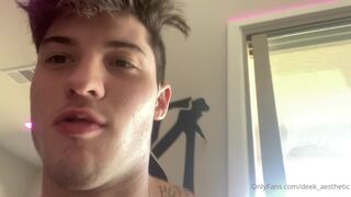 Talking a lot and then gets naked and shows hard dick