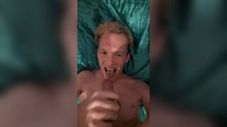 Very horny skinny teen cums in his mouth and has it dripping down his chin Peter bony