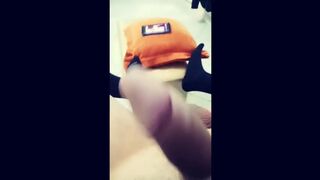Femboy cums on his thigh watching porn Smoky Joey