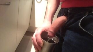 Pissing in a cup for when i get thirsty on my work smellmydick