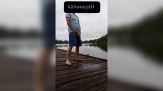 Redbull piss outside at the river, on the dock 420sexy4U