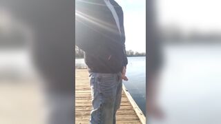 Pissing on the dock, at the river. Someone drives by... 420sexy4U