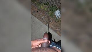 Really hung bbc peeing outside again Canny Uncut