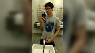 Risk jerking in a shopping toilet BlueBoyWill