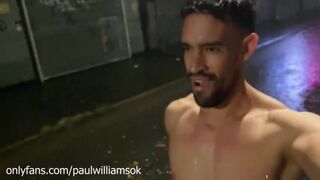 Very risky naked walk outside in the rain Paulwilliamsok