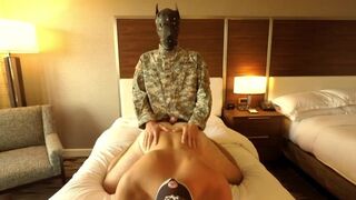 Straight Alpha Soldier in Dog Mask Fucks Bareback Boots Hotel ATM Creampie TwoLongHorns - BussyHunter.com