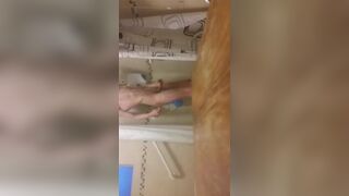 Very horny, very skinny teen with small ass enjoys himself in the shower Peter bony