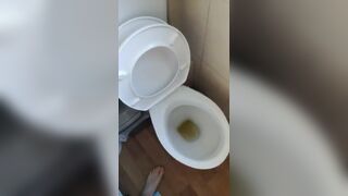 Pee fetish putting my long skinny legs into the toilet bowl full piss Peter bony