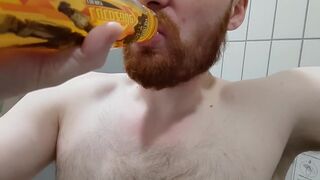 Scally chav drinks lucozade at public gym ⁄⁄ pissing into toilet ⁄⁄ hot guy with big ginger beard EvilTwinks