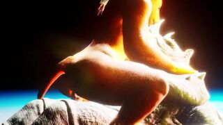 Hot Furry rider Eva ¦ her big breasts are sucked by a Monster YR Lesnik