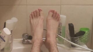 Showing off my sexy long skinny feet and legs while taking a bubble bath Peter bony 2