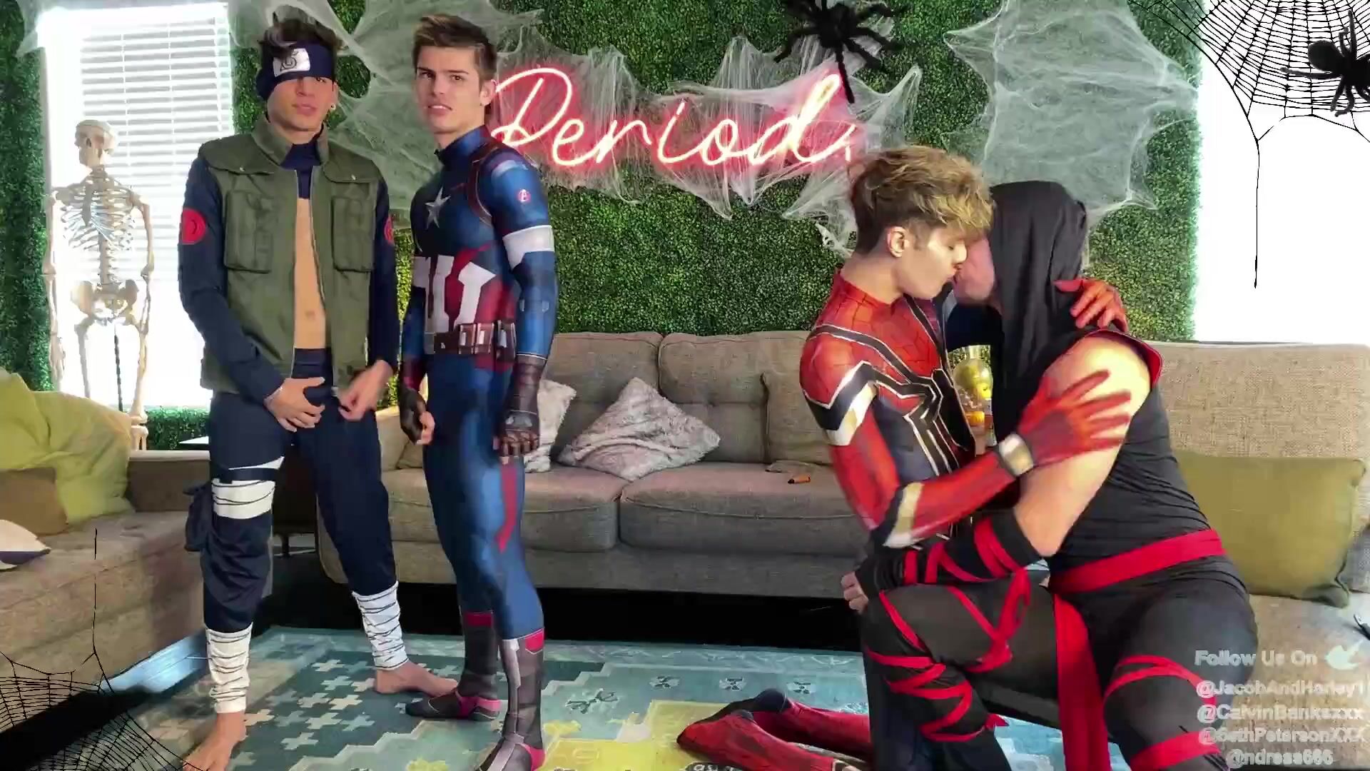 OnlyFans Avengers Orgy - Halloween group show - free gay porn