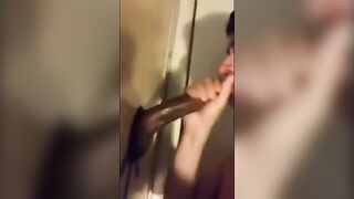 Sucking BBC At The Glory Hole With CIM And Swallow