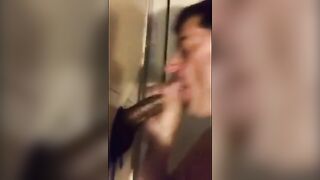 Sucking BBC At The Glory Hole With CIM And Swallow