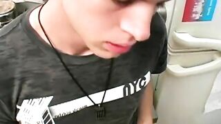 dashing amateur strokes his throbbing dick in the kitchen