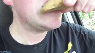 boy masturbates and squirts cum on biscuit cake