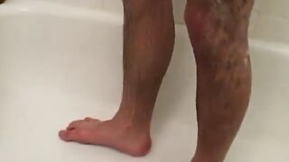 gay hipster washes and jerks off his big uncut dick solo