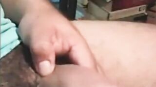 latino with thick fat uncut cock cums thick load4