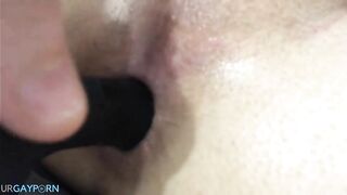 twink fucks his tight virgin hole with dildo amateur