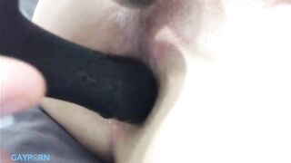 twink fucks his tight virgin hole with dildo amateur