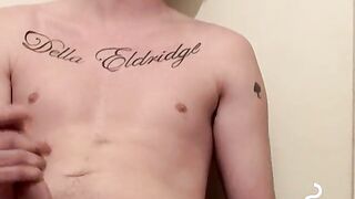 inked handsome guy loves to touch himself while smoking