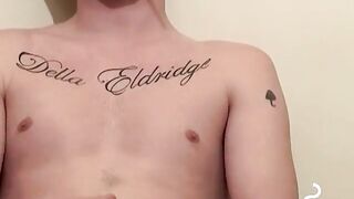 inked handsome guy loves to touch himself while smoking