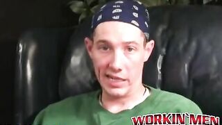 rough gay shows off his body and big cock while masturbating