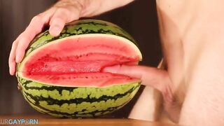 water melon cum fucking a melon and cumming