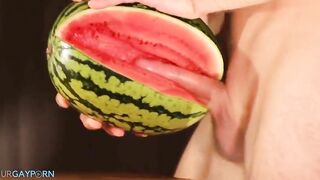 water melon cum fucking a melon and cumming