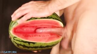 water melon cum fucking a melon and cumming