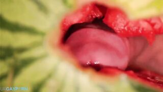 water melon cum fucking a melon and cumming