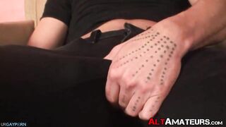 goth amateur spreads his tight asshole and masturbates solo