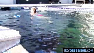 after going swimming blonde twinky strokes his cock