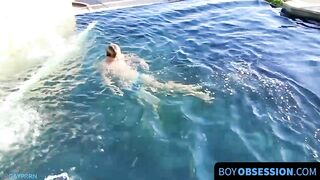 after going swimming blonde twinky strokes his cock