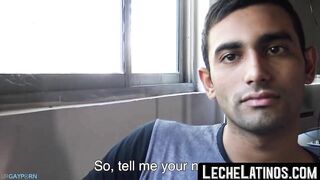 unmarried latino straight man soliciting money while baring his back