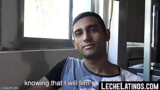 unmarried latino straight man soliciting money while baring his back