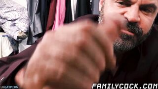 stepdaddy plays around with stepsons butt and jerks him off