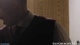 throatfucking in the small window of the confession room