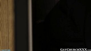 throatfucking in the small window of the confession room