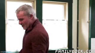mature macho puts his handsome stepson onto his raw cock