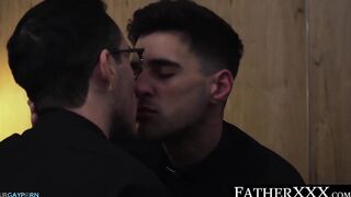 cleric blows partner prior to having his butt hole railed crude